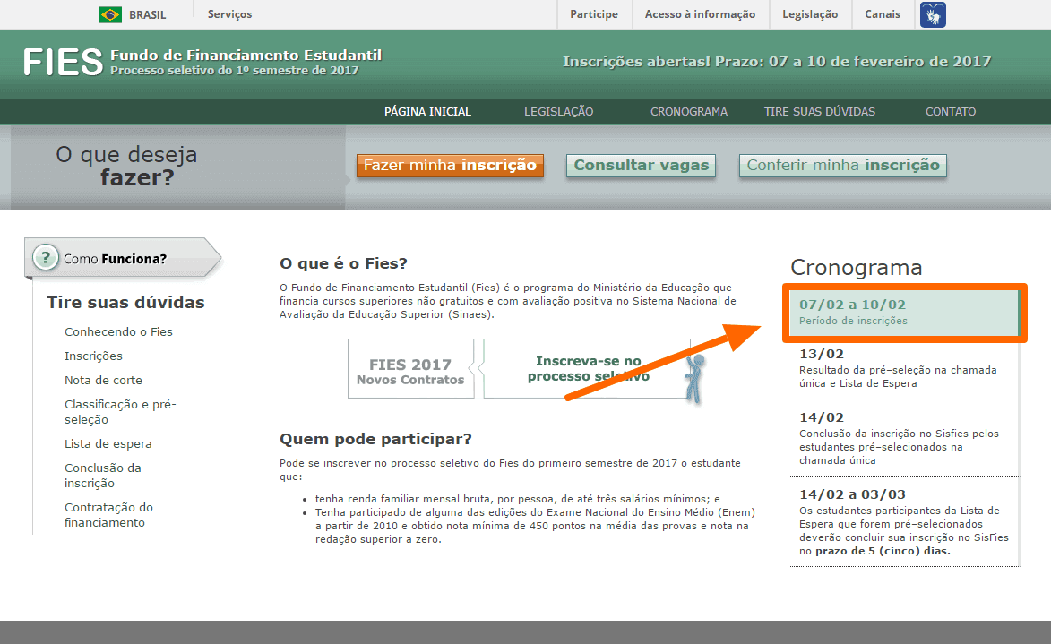 No momento, você está visualizando Atenção para o prazo de inscrição do Fies 2017