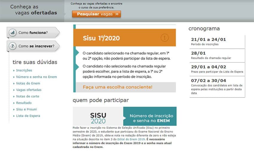 Leia mais sobre o artigo Sisu 2020: Inscrições para o Sisu 2020